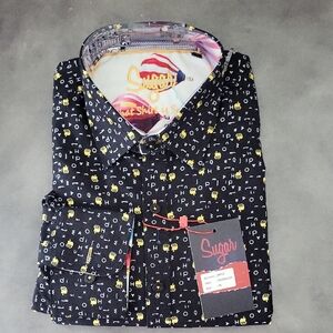 Sugar Men's Black and Yellow Graphic Shirt
